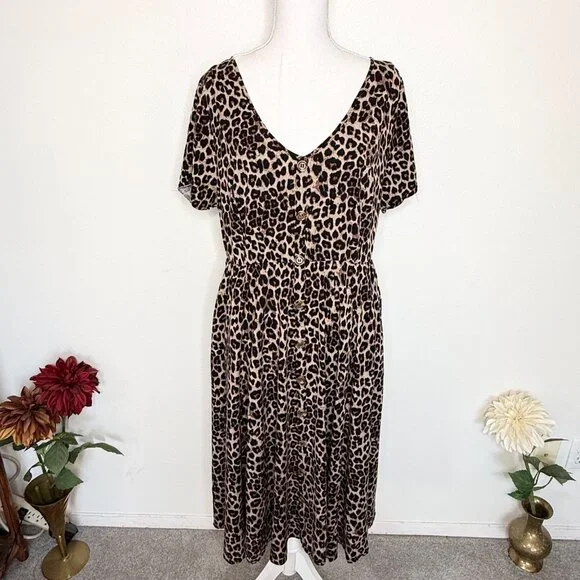 Torrid Leopard Animal Print Challis Dress Size 2X Office Professional Party - Picture 1 of 5
